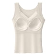 thumbnail image 5 of Siminsem Women's Built-in Bra Tank Top Padded Camisole Wireless Vest Top with Removable Cups Base Layer Sleeveless Cami Bra Alternative for Daily Wear, Beige,L, 5 of 6