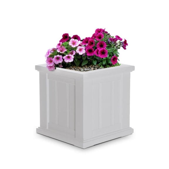 Pemberley Row Polyethylene White Square Planter 14"