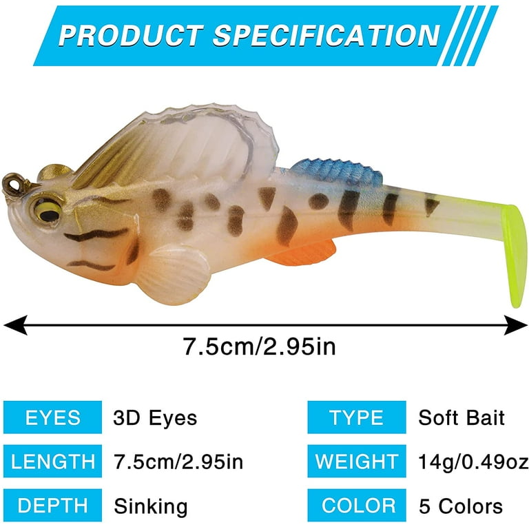 Dovesun Bluegill Swimbait, Soft Plastic Fishing Lures Artificial Fishing  Bait Free to Adjust The Buoyancy and Counterweight for Trout Pike Bass