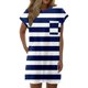 thumbnail image 1 of Vestido informal de verano con estampado de rayas para mujer - Vestido de playa holgado de manga corta y cuello redondo con bolsillos - Mezcla transpirable hasta la rodilla, 1 of 4