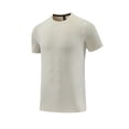 thumbnail image 4 of Summer Comfort Colors Tshirt For Men Crew Neck Solid-Color Casual Outdoor Climbing Running Reflective Wear Short Sleeve for Men Beach Summer Wedding Shirt - Beige∣XL, 4 of 7