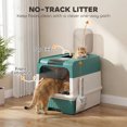 thumbnail image 3 of PawHut Cat Litter Box, Hooded Cat Litter Tray with Drawer Pan, 4 Deodorization Bags, Easy to Clean, Teal, 3 of 9