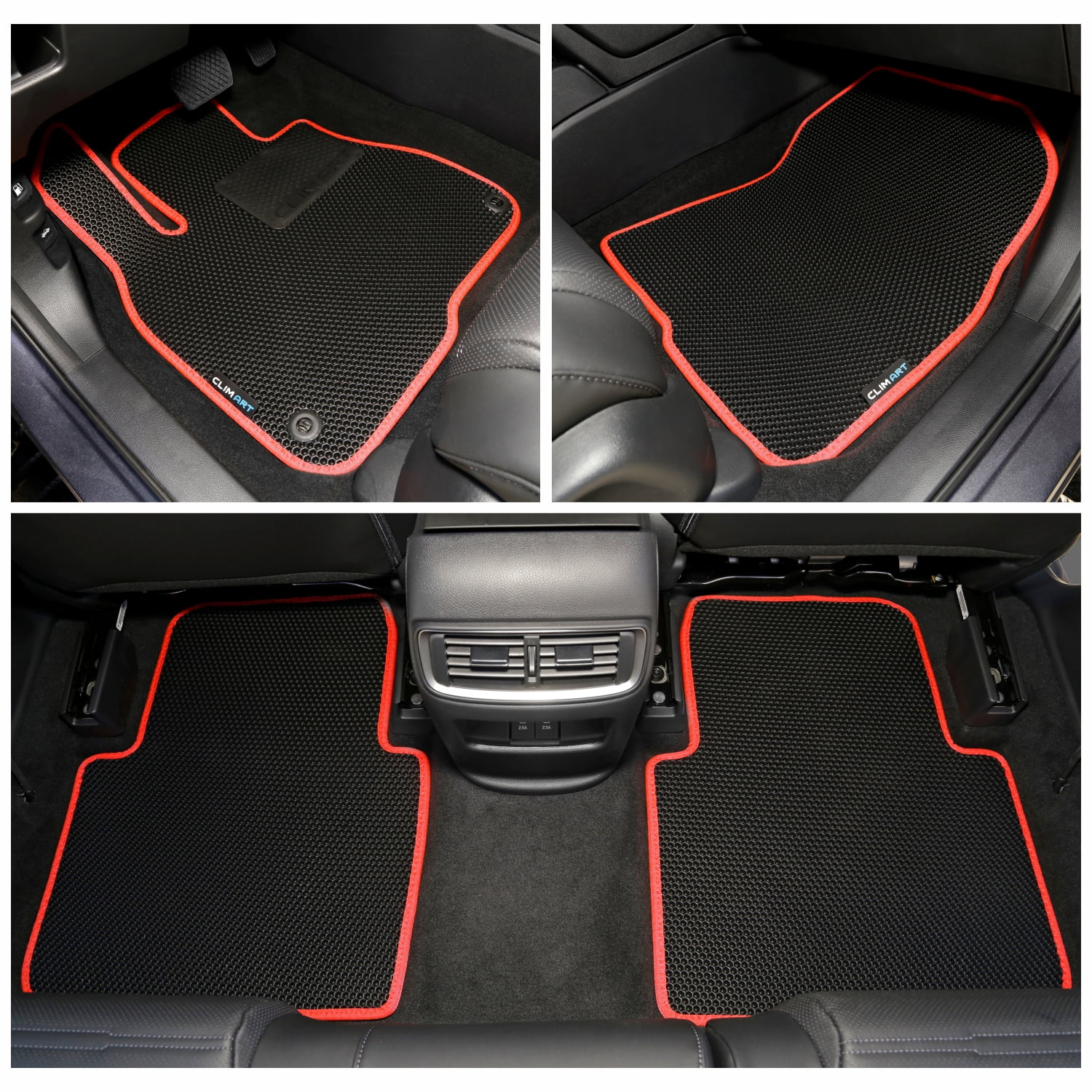 CLIM ART All-Weather Car Floor Mats Compatible with Honda CR-V (CRV) 2017-2022, Custom-Fit Heavy-Duty Floor Liners for Cars & SUVs, Car Accessories for Men & Women, Red - FL051417021