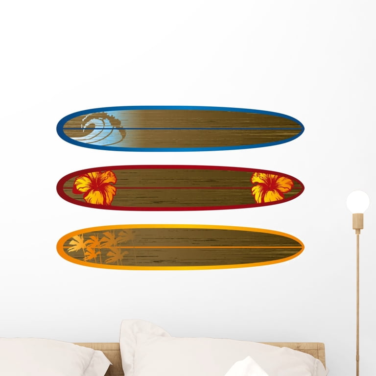 Longboard Balsa Wood Wall Mural Decal Sticker, Wallmonkeys Peel 