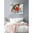 thumbnail image 3 of Christmas Santa Elk Canvas Print Wall Art Vintage Oil-Painting Style Xmas Tree Santa Elk Winter Snow Pictures Painting Morden Artwork for Living Room Bedroom, Ready to Hang - 12"x16", 3 of 6