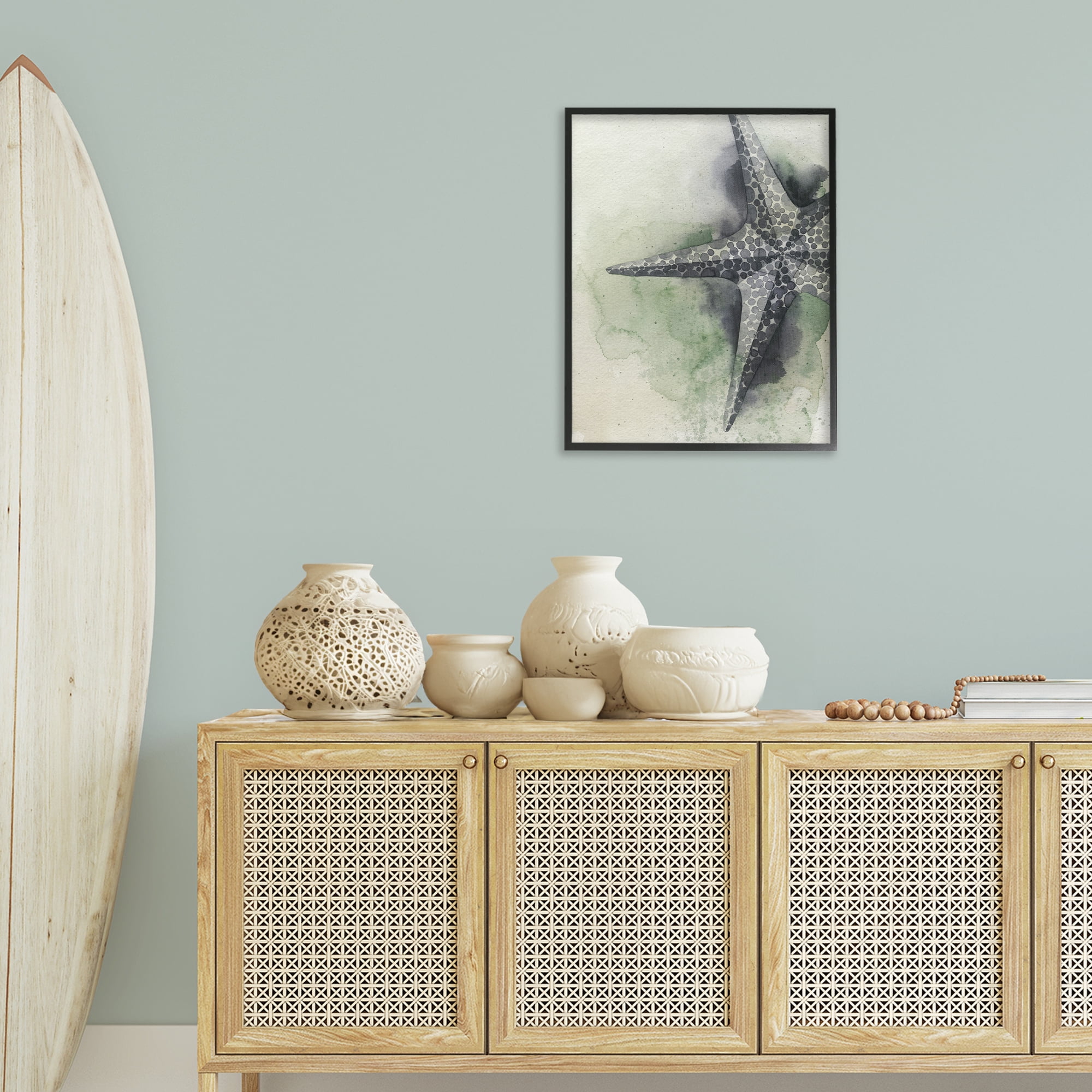 Stupell Industries Spotted Grey Starfish Animals & Insects Painting Black Framed Art Print Wall Art, 24 x 30