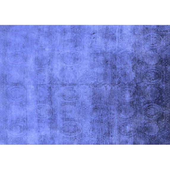 Ahgly Company Machine Washable Indoor Rectangle Oriental Blue Industrial Area Rugs, 2' x 4'