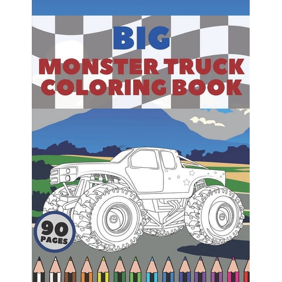 Big Monster Truck Coloring Book: A Fun Coloring Book For Kids With Over 43 Designs of Monster Trucks, (Paperback)