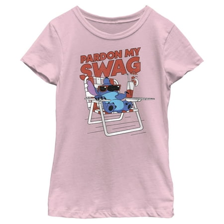 Girl s Lilo & Stitch Pardon My Swag Stitch Graphic Tee Light Pink Small