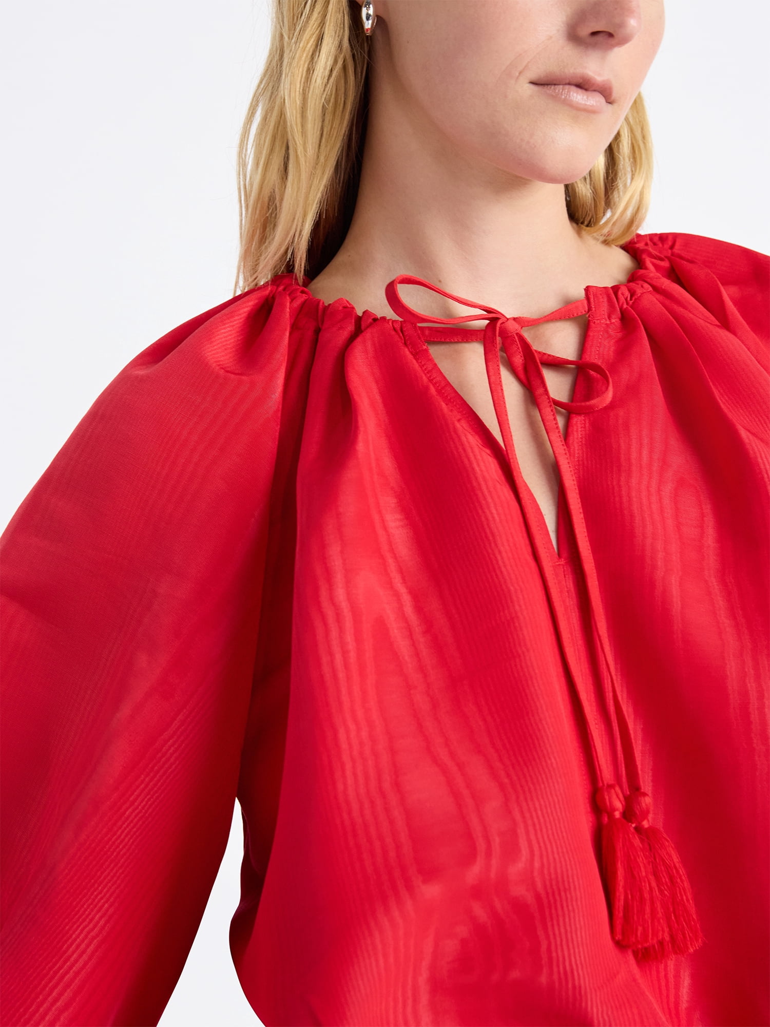 Free Assembly Women's and Women's Plus Bubble Hem Top with ¾-Length Sleeves, Sizes XS-4X