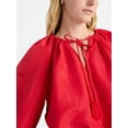 thumbnail image 4 of Free Assembly Women's and Women's Plus Bubble Hem Top with ¾-Length Sleeves, Sizes XS-4X, 4 of 5