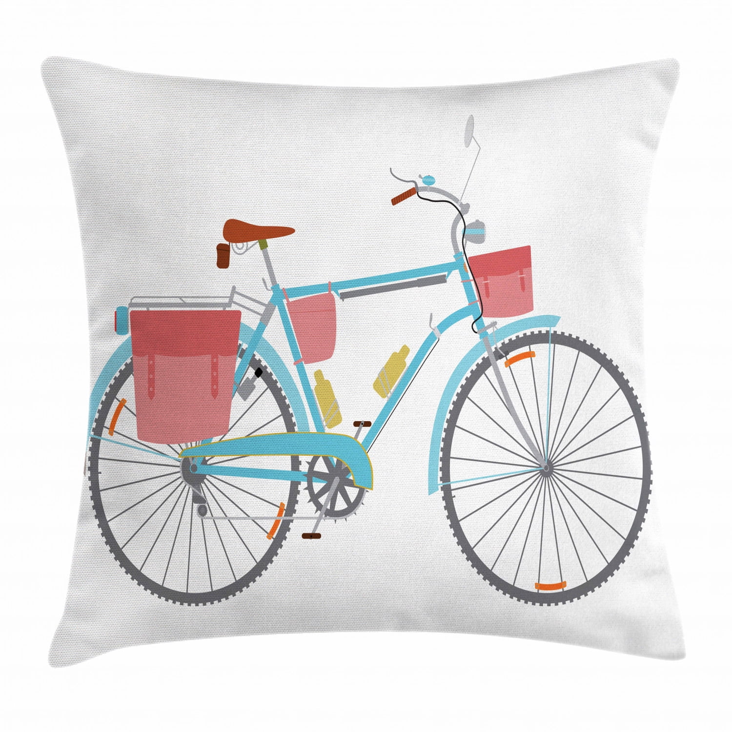 Bicycle Throw Pillow Cushion Cover, Classic Touring Bike with