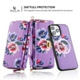 thumbnail image 2 of SaniMore Magnetic Detachable Wallet Case for iPhone 13 Pro Max, Flower Pattern RFID Blocking Cover Support Wireless Charging Card Slot Shoulder & Wrist Strap 360° Full Protective Shell, Purple, 2 of 13