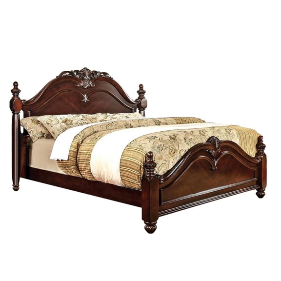 Poster Wooden Bed, Queen Size, Cherry