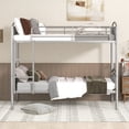 thumbnail image 2 of Aukfa Metal Bunk Bed Twin over Twin, Convertible to 2 Twin Bed Frame, Silver, 2 of 10