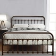 thumbnail image 7 of Queen Size Metal Bed Frame Platform with Headboard and Footboard Brown Finish, 7 of 7