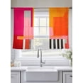 thumbnail image 6 of Pink Orange Semi Sheer Window Curtains 54 Inches Long, Geometric Modern Abstract Oil Painting Rod Pocket Voile Silky Chiffon Curtain Light Filtering Drapes for Living Room, Kitchen, 52"x54", 2 Panels, 6 of 9