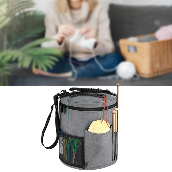 GASTROPOD Crochet Bags Multifunction Crochet Tote Bag Knitting Shoulder Bag for Store Yarn gray