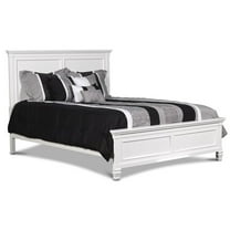 Pemberly Row Contemporary Wood King Size Panel Bed in White Finish