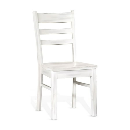 Sime Dining Chair Set of 2, Ladderback Design, Off White Mahogany Wood