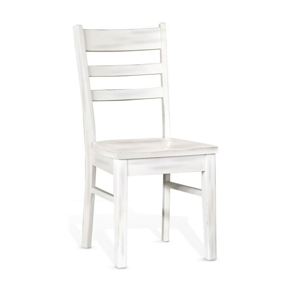 Sime Dining Chair Set of 2, Ladderback Design, Off White Mahogany Wood