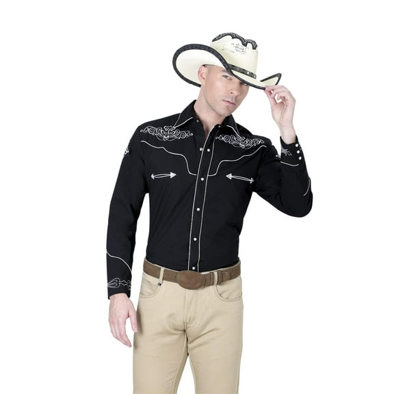 El General Embroidery Western Shirt Black/White 40983