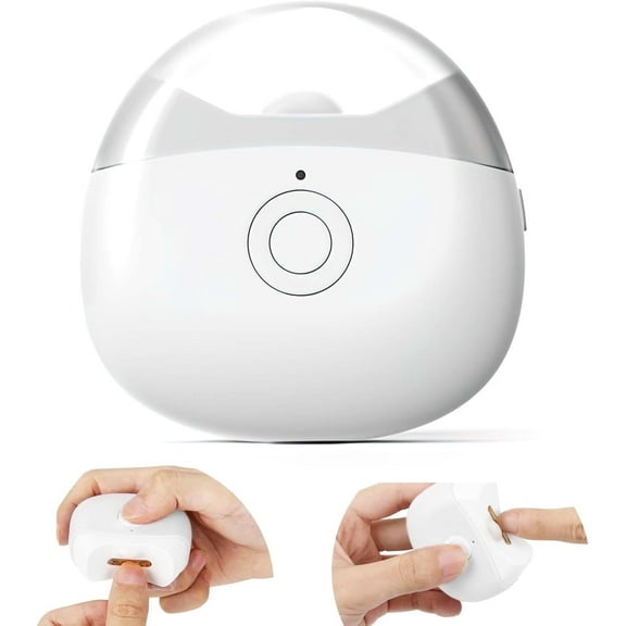 Automatic Electric Nail Clipper with LED Light & 2 Speeds with Nail Scraps Storage, USB Rechargeable Safety Fingernail Trimmer for Adult, Seniors and Caregivers, White