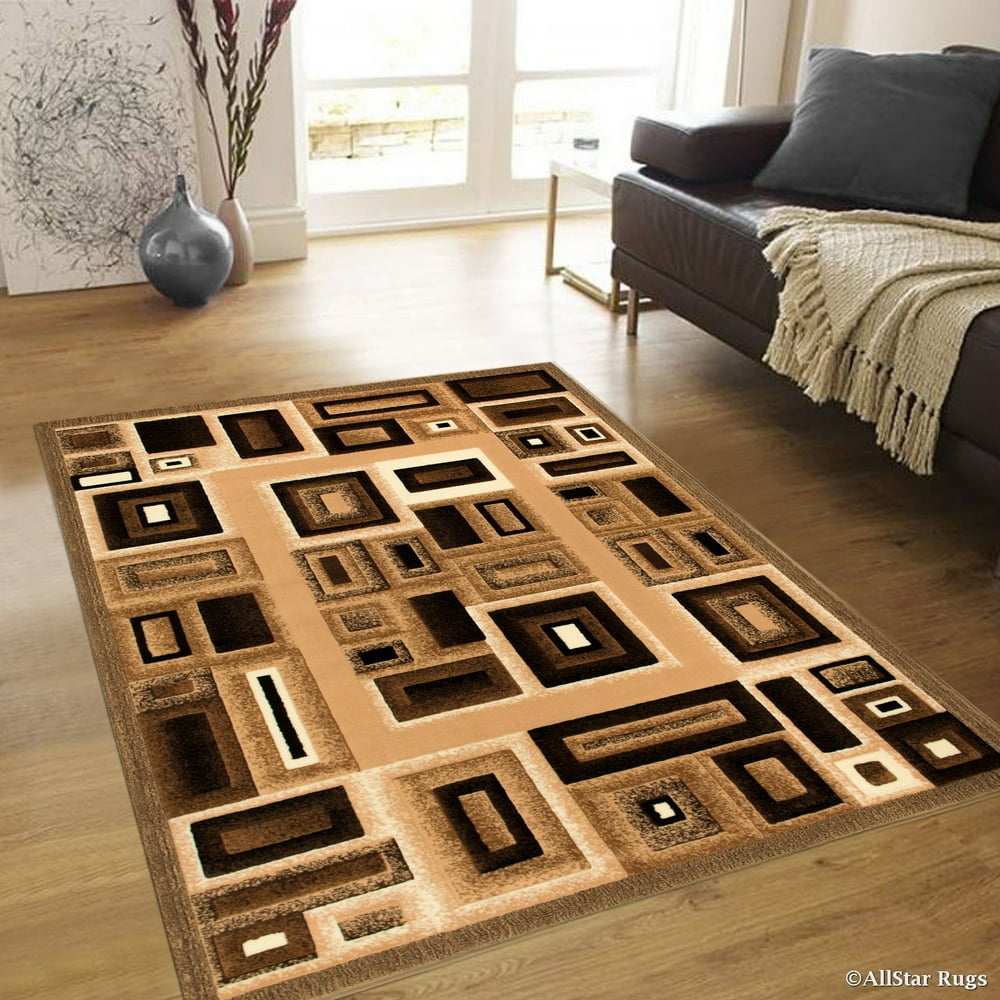 Allstar Brown Abstract Modern Area Carpet Rug (7' 10" x 10' 2