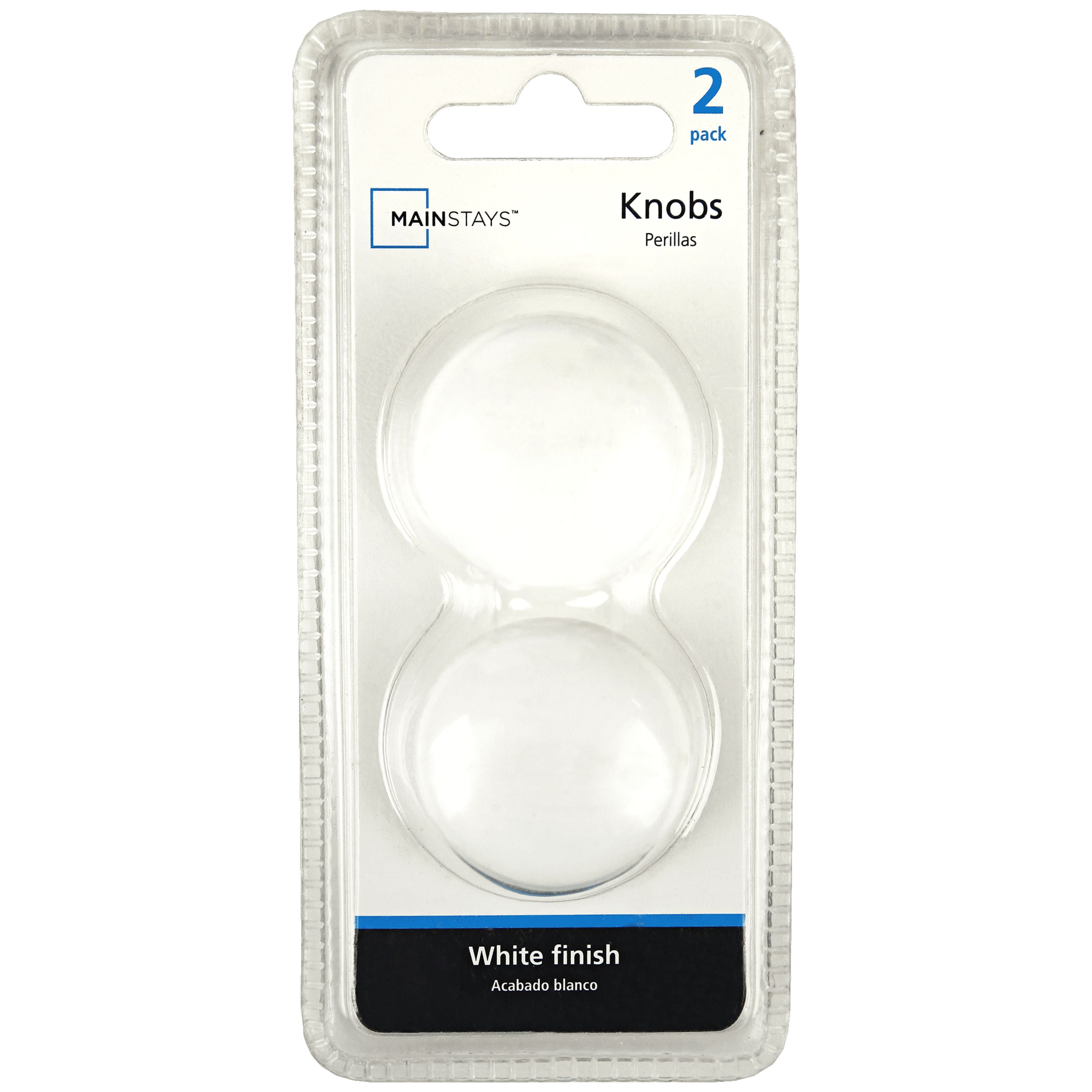 Mainstays 1-1/4" (32mm) Cabinet Knob, White Plastic, 2 Pack