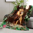 thumbnail image 2 of Boho Throw Blanket Lion Blanket Botanical Floral Throw Blanket Ultra Soft Flannel Fleece Throw Blanket Lightweight Cozy Fluffy Plush Blanket for Bed Couch Sofa Jungle Lion, 2 of 6