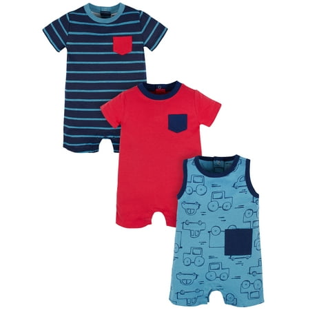 

Onesies Brand Baby Boy Short Sleeve and Sleeveless Rompers 3-Pack 0/3 Months - 24 Months