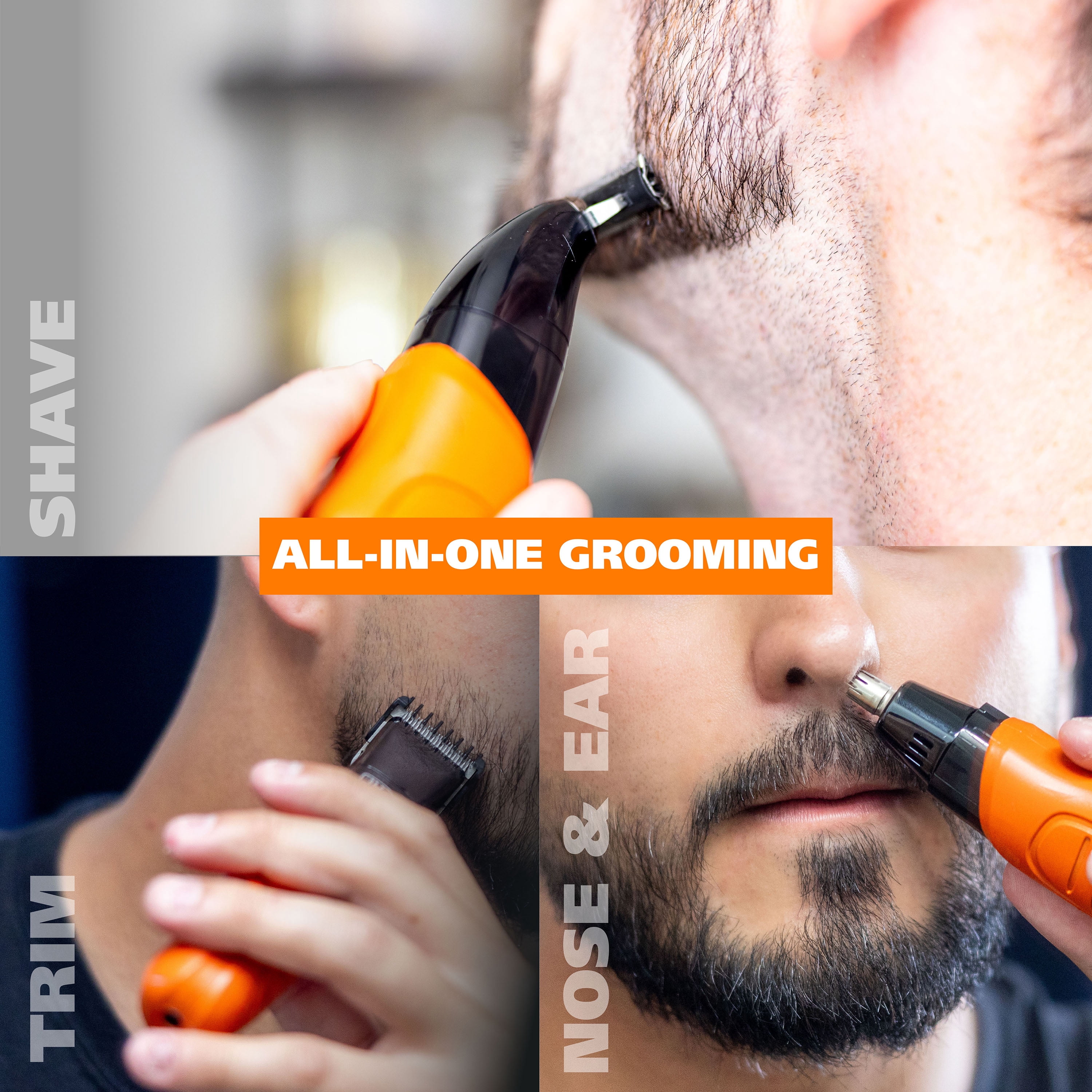 Wahl TrimNinja All-In-One Hybrid Electric Razor, Nose Hair Trimmer, & Beard Trimmer for Men – Everlast Double-Sided Electric Shaver Blade for Facial Hair Grooming – Model 3028244