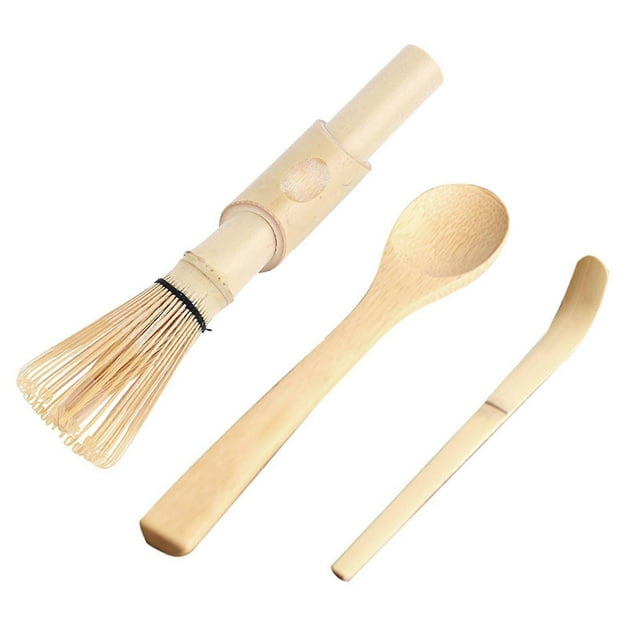 3pcs Bamboo Matcha Making Set Matcha Tea Whisk Hooked Bamboo Scoop Chashaku Teaspoon