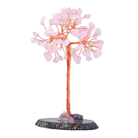 

MATHOWAL Amethyst Healing Crystals Stones Tree Wire Wrapped on Natural Agate Slice Base Home Desk Living Room Crystal Decor Mini Sized