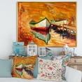 thumbnail image 2 of Designart 'Red and White Boats By The Pier' Nautical & Coastal Framed Canvas Wall Art Print, 2 of 5