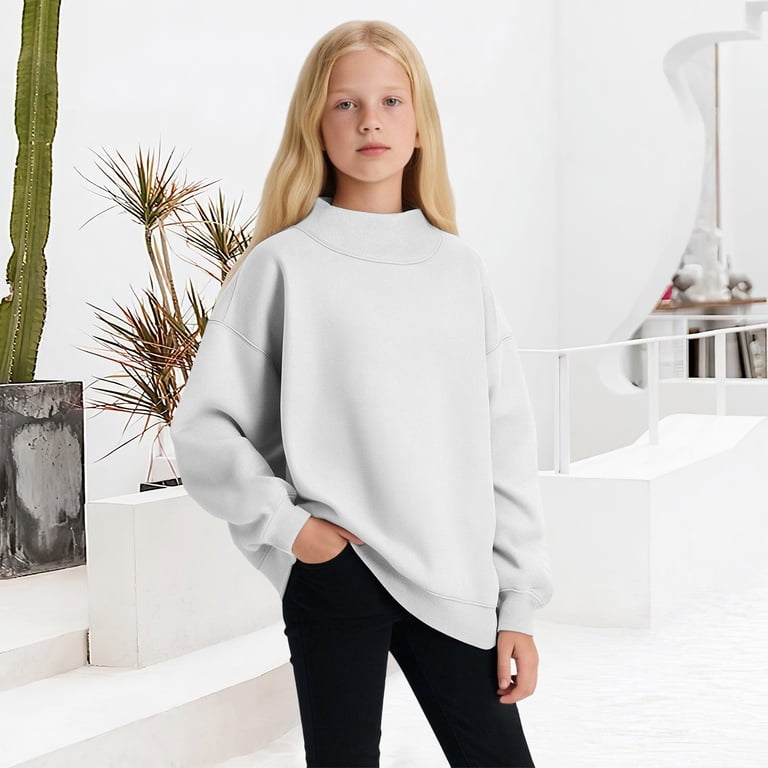 TIREOW Girl's Loose Mock Neck Sweatshirt, Y2K Fall Turtleneck