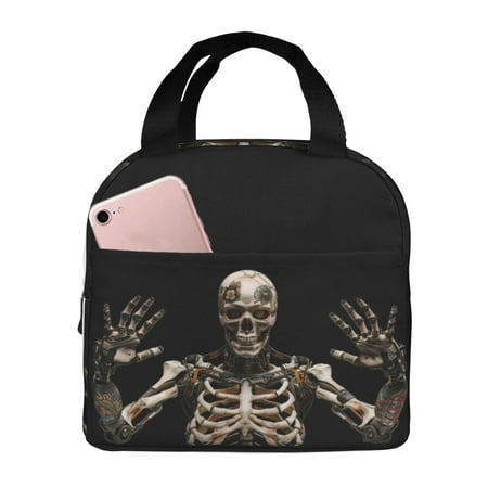 Insulated Lunch Bag for Women Men - Cyber Skeleton With Tattoos Leakproof Cooler Lunch Box for Women Men  Lunch Tote Bags for Work School Picnic Travel