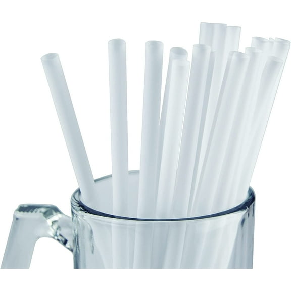 Made in USA Pack of 250 Jumbo White (10" X 0.28") Unwrapped Plastic Smoothie Drinking Straws (Non-toxic, BPA-free)