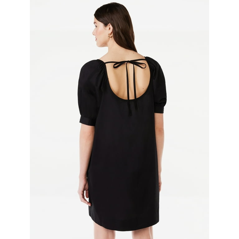 Free Assembly Women's Square Neck Mini Dress with Puff Sleeves, Sizes XS-XXXL  