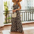 thumbnail image 2 of Vestidos Para Mujer Moda Con Cuello en V Estampado Bohemio Tirante Cordón Sin Mangas Vestido de Vacaciones Falda Larga Odeerbi ODB127385, 2 of 9