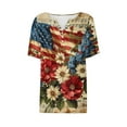 thumbnail image 5 of XWSHYW 4th of July Shirts Women Loose Fit V Neck USA Flag Patriotic T Shirt Fashion American Stars Stripes Short Sleeve Tee Gift for Best Friend Wife Sister Mother, 5 of 5