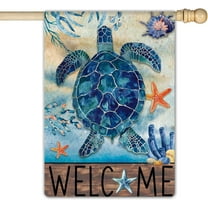Turtle Welcome Summer Garden Flag Sea Beach Large Garden Flag 28 x 40 Inch Double Sided Rustic Seasonal Ocean Yard Flag Outdoor Decoration