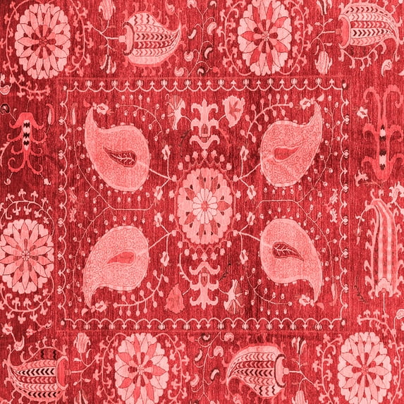 Ahgly Company Indoor Square Abstract Red Modern Area Rugs, 3' Square