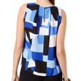 thumbnail image 2 of Nine West Womens Geometric Sleeveless Blouse Top, Blue, Small, 2 of 3