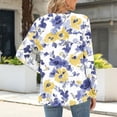 thumbnail image 4 of Fznquz Spring Fall Womens Work Blouses Floral Yellow Casual Shirt Dressy Long Sleeve V Neck Women Winter Fashion,XL, 4 of 6