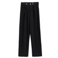 thumbnail image 2 of Pantalones de mujer Pantalón largo de pierna ancha holgada informal de cintura alta de primavera, Negro, S Kearding AP001416-01B, 2 of 6