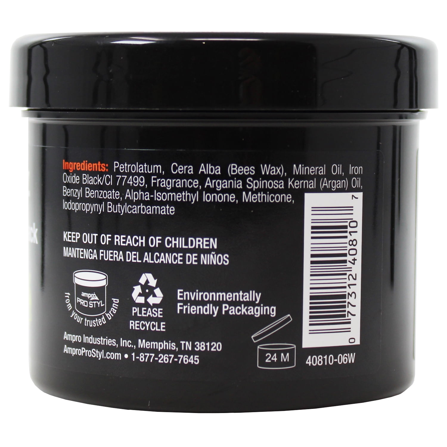 Ampro Honey Beez Stylin Beez Wax black, 4 Oz., Pack of 6