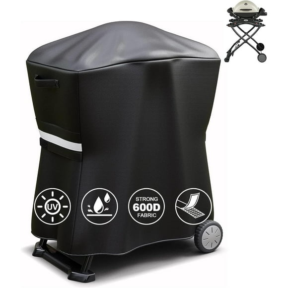 GFTIME 7113 Grill Cover for Weber Q1000, Q2000 Series Grills That are Mounted onto Weber Portable cart, Waterproof and UV Resistant