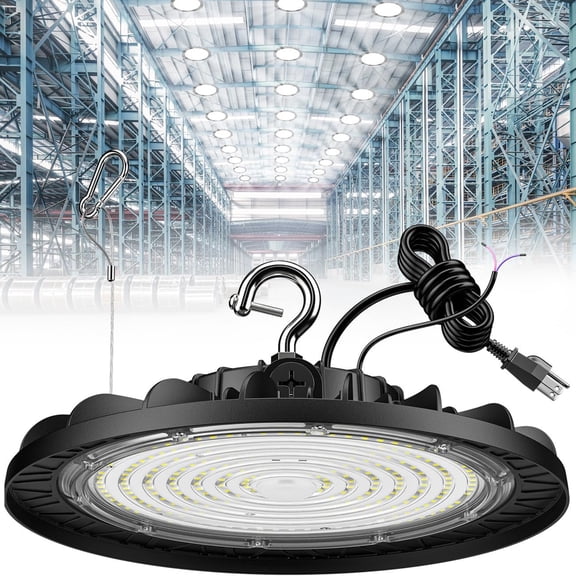 UFO LED High Bay Lights, High Bay Led Shop Light 5000K Daylight, 150W 22500LM 0-10V Dimmable Waterproof High Bay Light for Warehouse Garage Factory Gym Workshop Barn