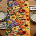 thumbnail image 5 of Colorful Flowers 36 Inch Table Runner, Farmhouse Sunflower Daisy Farmhouse Dresser Scarf Cotton & Linen Tablerunner for Dining/Kitchen Island/Holiday Party Décor Small 13" x 36", 5 of 9